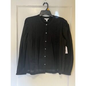 NWT Women's Popover Tunic Lightweight Cotton Black Dark Poet Boho Vaca Sz 12-14